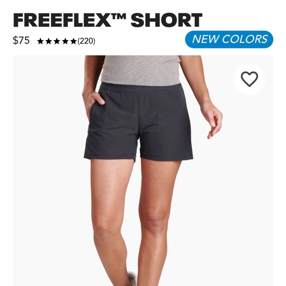 Kuhl Womens Free Flex shorts, size M, 8in inseam, coal